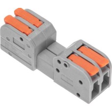 Клемма REXANT (07-5262) Клемма СМК 222-422R проходная разъемная 2 полюса серая 0,2-2,5/4мм (50 шт/уп)