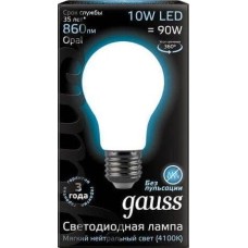 GAUSS Лампа светодиодная 10Вт цок.:E27 шар 220B 4100K св.свеч.бел.нейт. A60 (упак.:10шт) (102202210)