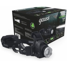 GAUSS Фонарь налобный GFL407 черный 5Вт лам.:светодиод. встроенный аккумулятор (GF407)
