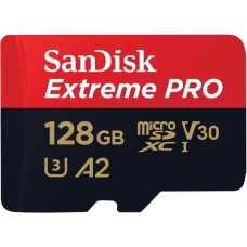 SANDISK Карта памяти microSDXC UHS-I U3 Extreme Pro 128 ГБ, 200 МБ/с, Class 10, SDSQXCD-128G-GN6MA, 1 шт., переходник SD