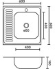 Мойка накладная FABIA м00011 Мойка 60 х 60 см правая