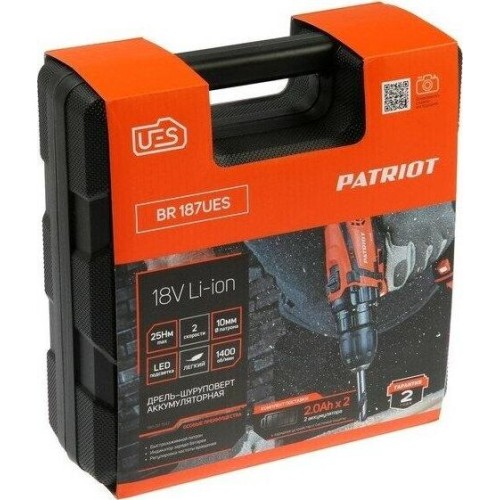 Дрель-шуруповерт PATRIOT 180301547 BR 187UES Дрель-шуруповерт аккумуляторная LI-ION Дрель-шуруповерт PATRIOT 180301547 BR 187UES Дрель-шуруповерт аккумуляторная LI-ION