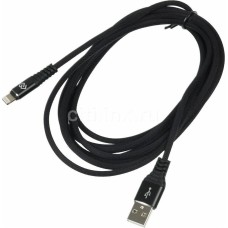 DIGMA Кабель LIGHT-3M-BRAIDED-BLK USB (m)-Lightning (m) 3м черный