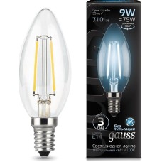 лампа GAUSS Лампа филам. Filament 9Вт цок.:E14 свеча 220B 4100K св.свеч.бел.нейт. С35 (упак.:1шт) (103801209)