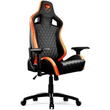 Кресло компьютерное игровое COUGAR Кресло игровое Armor S, на колесиках, искусственная кожа, черный/оранжевый [cuarms]