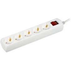IEK Сетевой удлинитель У05В 1.5м (5 розеток) белый (пакет ПЭ)