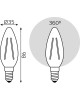 лампа GAUSS Лампа филам. Filament 9Вт цок.:E14 свеча 220B 4100K св.свеч.бел.нейт. С35 (упак.:1шт) (103801209)
