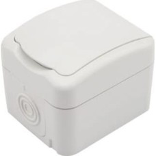 KRANZ (KR-78-0605) РОЗЕТКА ОДНОМЕСТНАЯ (КЕРАМИКА) MINI OG IP54, С ЗАЗЕМЛЕНИЕМ, О/У, БЕЛАЯ