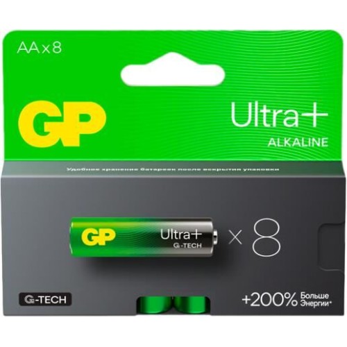 Батарейки GP AA Батарейка Ultra Plus Alkaline 15AUPA21-2CRB8, 8 шт