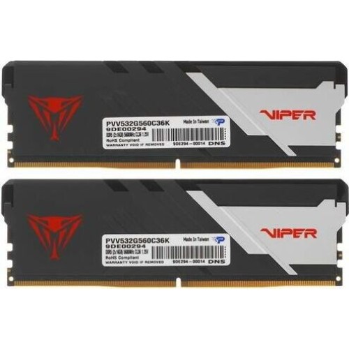 PATRIOT Память DDR5 2x16GB 5600MHz PVV532G560C36K Viper Venom RTL Gaming PC5-44800 CL36 DIMM 288-pin 1.25В с радиатором Ret PATRIOT Память DDR5 2x16GB 5600MHz PVV532G560C36K Viper Venom RTL Gaming PC5-44800 CL36 DIMM 288-pin 1.25В с радиатором Ret