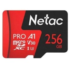 NETAC Карта памяти microSDXC UHS-I U3 P500 Extreme Pro 256 ГБ, 100 МБ/с, Class 10, NT02P500PRO-256G-R, 1 шт., переходник SD