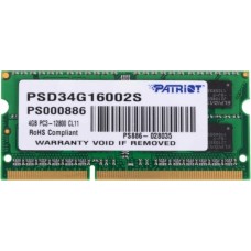 PATRIOT Память DDR3 4GB 1600MHz PSD34G16002S RTL PC3-12800 CL11 SO-DIMM 204-pin 1.5В dual rank Ret