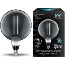 GAUSS Лампа светодиодная Filament Vintage 6Вт цок.:E27 шар 220B 4000K св.свеч.бел.нейт. (упак.:1шт) (154802205)