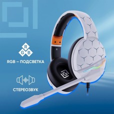 OKLICK Гарнитура игровая HS-L710G, для компьютера, мониторные, проводные, белый / черный [1978693]
