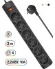 сетевой фильтр DEFENDER (99495) DFS 153 сет.фильтр 6роз - 3 м - черный