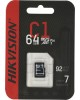 HIKVISION Карта памяти microSDXC UHS-I U1 64 ГБ, 92 МБ/с, Class 10, HS-TF-C1(STD)/64G/Adapter, 1 шт., переходник SD