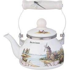 AGNESS 943-060 ЧАЙНИК ЭМАЛИРОВАННЫЙ СО СЪЕМНЫМ ФИЛЬТРОМ ИЗ НЖС, 0,85 Л