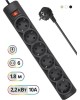 сетевой фильтр DEFENDER (99494) DFS 151 сет.фильтр 6роз - 1,8м - черный