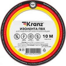 Изоляционная лента KRANZ (KR-09-2004) ИЗОЛЕНТА ПВХ 0.13Х15 ММ, 10 М, КРАСНАЯ