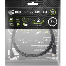 кабель CACTUS Кабель аудио-видео CS-HDMI.1.4-2 HDMI (m)/HDMI (m) 2м. позолоч.конт. черный