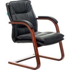 Кресло компьютерное БЮРОКРАТ Кресло T-9927WALNUT-AV черный кожа полозья дерево коричневый