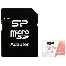 SILICON POWER Карта памяти microSDXC UHS-I U3 Superior 512 ГБ, 100 МБ/с, Class 10, SP512GBSTXDV3V20SP, 1 шт., переходник SD