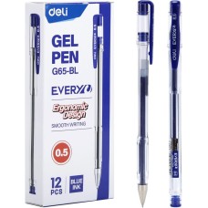 DELI Ручка гелев. EveryU EG65-BL прозрачный d=0.5мм син. черн
