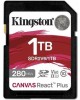 KINGSTON Карта памяти SDXC UHS-II Canvas React Plus 1024 ГБ, 280 МБ/с, Class 10, SDR2V6/1TB, 1 шт., без адаптера