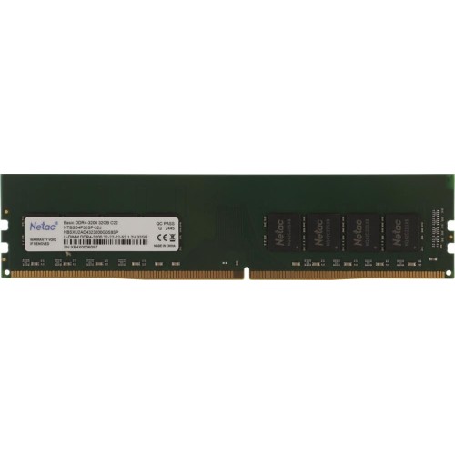 NETAC Память DDR4 32GB 3200MHz NTBSD4P32SP-32J Basic RTL PC4-25600 CL22 DIMM 288-pin 1.2В single rank Ret NETAC Память DDR4 32GB 3200MHz NTBSD4P32SP-32J Basic RTL PC4-25600 CL22 DIMM 288-pin 1.2В single rank Ret