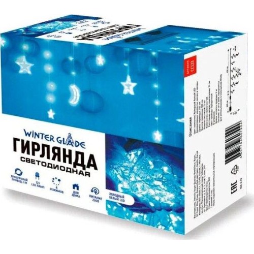 Электрическая гирлянда WINTER GLADE Электрическая гирлянда-занавес Winter Glade 123 лампы Холодный белый CC123 Электрическая гирлянда WINTER GLADE Электрическая гирлянда-занавес Winter Glade 123 лампы Холодный белый CC123