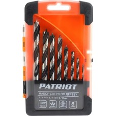Набор сверел PATRIOT 815010103 по дереву спиральные W-образная заточка 3, 4, 5, 6, 7, 8, 9, 10 мм Набор сверел