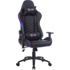 Кресло компьютерное игровое CACTUS Кресло игровое с RGB-подсветкой, на колесиках, эко.кожа, черный/красный [cs-chr-0099blr]