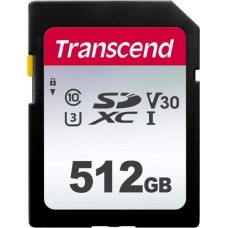 TRANSCEND Карта памяти microSDXC UHS-I U3 300S 512 ГБ, 100 МБ/с, Class 10, TS512GUSD300S-A, 1 шт., переходник SD