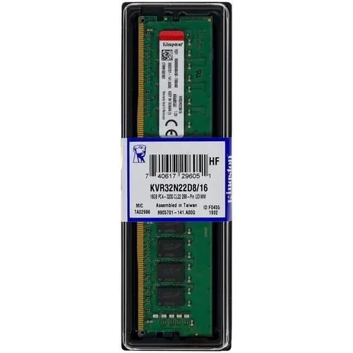 Kingston DDR4 DIMM 16GB KVR32N22D8/16 PC4-25600, 3200MHz, CL22 Kingston DDR4 DIMM 16GB KVR32N22D8/16 PC4-25600, 3200MHz, CL22