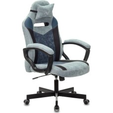 Кресло БЮРОКРАТ Кресло игровое Zombie VIKING 6 KNIGHT Fabric серо-голубой с подголов. крестовина металл