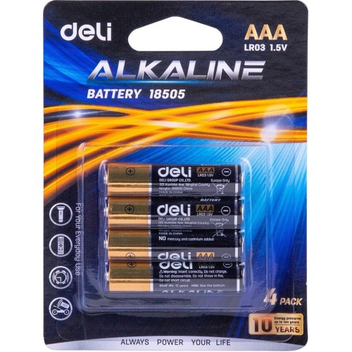 DELI Батарея E18505 AAA (4шт) блистер