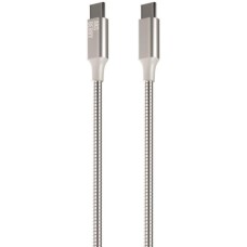 Дата-кабель USB C - USB C AKSBERRY (6900288580017) X161 Spring USB C - USB C, support 20V/5A, 100W, 1м в металлической оплетке, серебристый