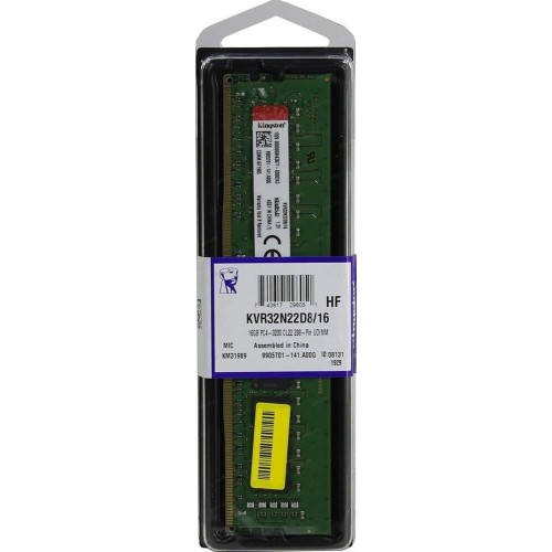 KINGSTON Память 16GB 3200MHz KVR32N22D8/16 VALUERAM RTL PC4-25600 CL22 DIMM 288-pin 1.2В dual rank Ret KINGSTON Память 16GB 3200MHz KVR32N22D8/16 VALUERAM RTL PC4-25600 CL22 DIMM 288-pin 1.2В dual rank Ret