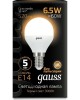 освещение GAUSS Лампа светодиодная 6.5Вт цок.:E14 шар 220B 3000K св.свеч.бел.теп. (упак.:1шт) (105101107)