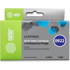 CACTUS Картридж струйный CS-EPT0922 T0922 голубой (6.6мл) для Epson Stylus C91/CX4300/T26/T27/TX106/TX109/TX117/TX119