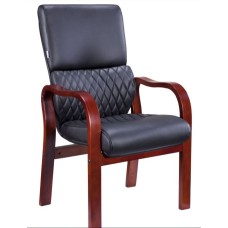 Кресло посетителя EVERPROF President Wood CF Экокожа Черный