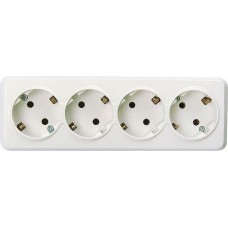 Розетка SMARTBUY (SBE-03w-16-S4-Z) Юпитер, 4-местная, белый