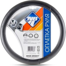 Оплетка на руль NOVA BRIGHT Оплетка рулевого колеса (M) экокожа, черная перфорированная с рельефной строчкой 47357