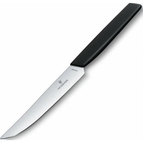 VICTORINOX Нож кухонный Swiss Modern, столовый, для стейка, 120мм, заточка прямая, стальной, черный [6.9003.12]