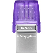KINGSTON Флешка USB DataTraveler microDuo 3C 64ГБ, USB3.0, фиолетовый [dtduo3cg3/64gb]