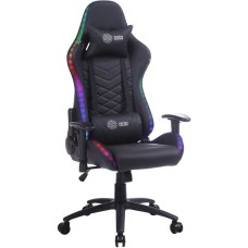 Кресло компьютерное игровое CACTUS Кресло игровое с RGB-подсветкой, на колесиках, эко.кожа, черный [cs-chr-0099bl]