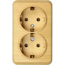 Розетка SMARTBUY (SBE-03lw-16-S2-Z) Юпитер, 2-местная, светлое дерево