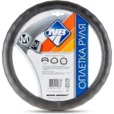 Оплетка на руль NOVA BRIGHT Оплетка рулевого колеса (М) экокожа, черная ребристая, перфорированная 46826