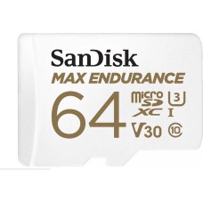 SANDISK Карта памяти microSDXC UHS-I U3 Max Endurance 64 ГБ, 100 МБ/с, Class 10, SDSQQVR-064G-GN6IA, 1 шт., переходник SD