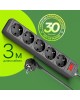 Фильтр сетевой DEFENDER (99485) ES сет.фильтр 5роз - 3м - (пакет) черный